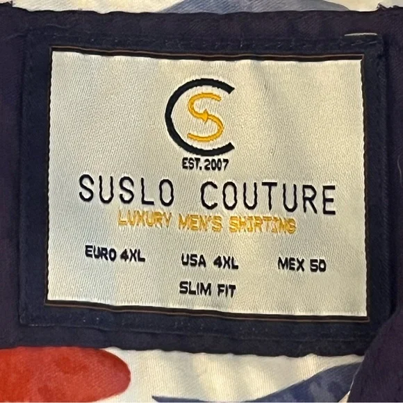 SUSLO COUTURE Slim Fit Shark Print Men’s Shirt 4XL - Picture 4 of 6